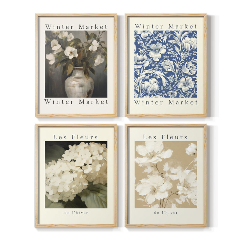 Winston Porter Vintage Floral Print XXIX Framed Print - Set of 4